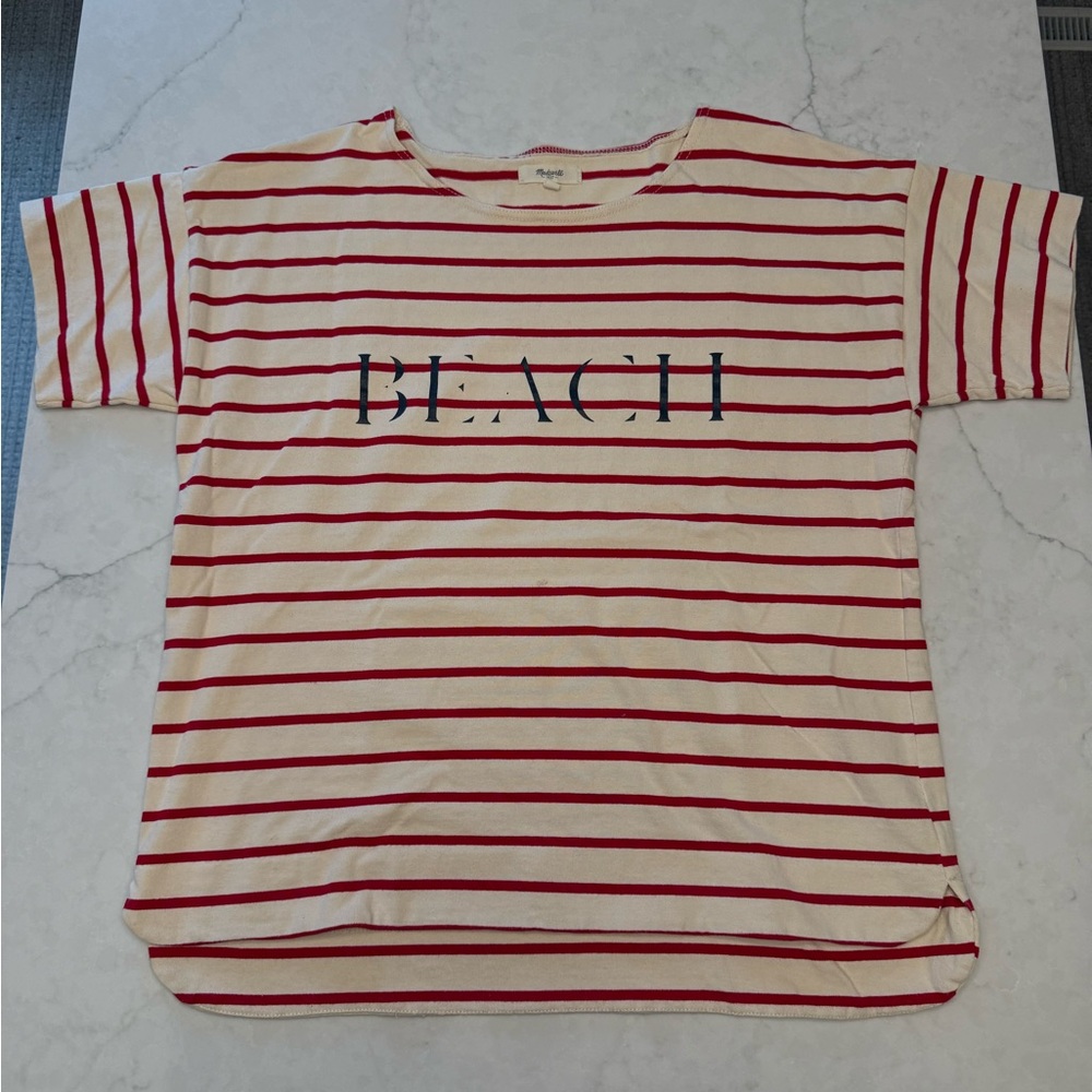 Madewell Women’s “Beach” T-Shirt - Red/Cream - Size L